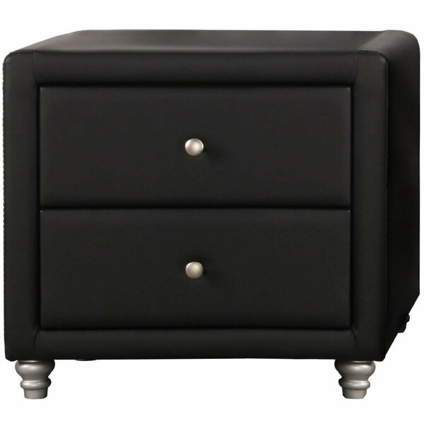 Homeroots 20 x 20.9 x 19.3 in. Black Upholstered 2 Drawer Nightstand 396980